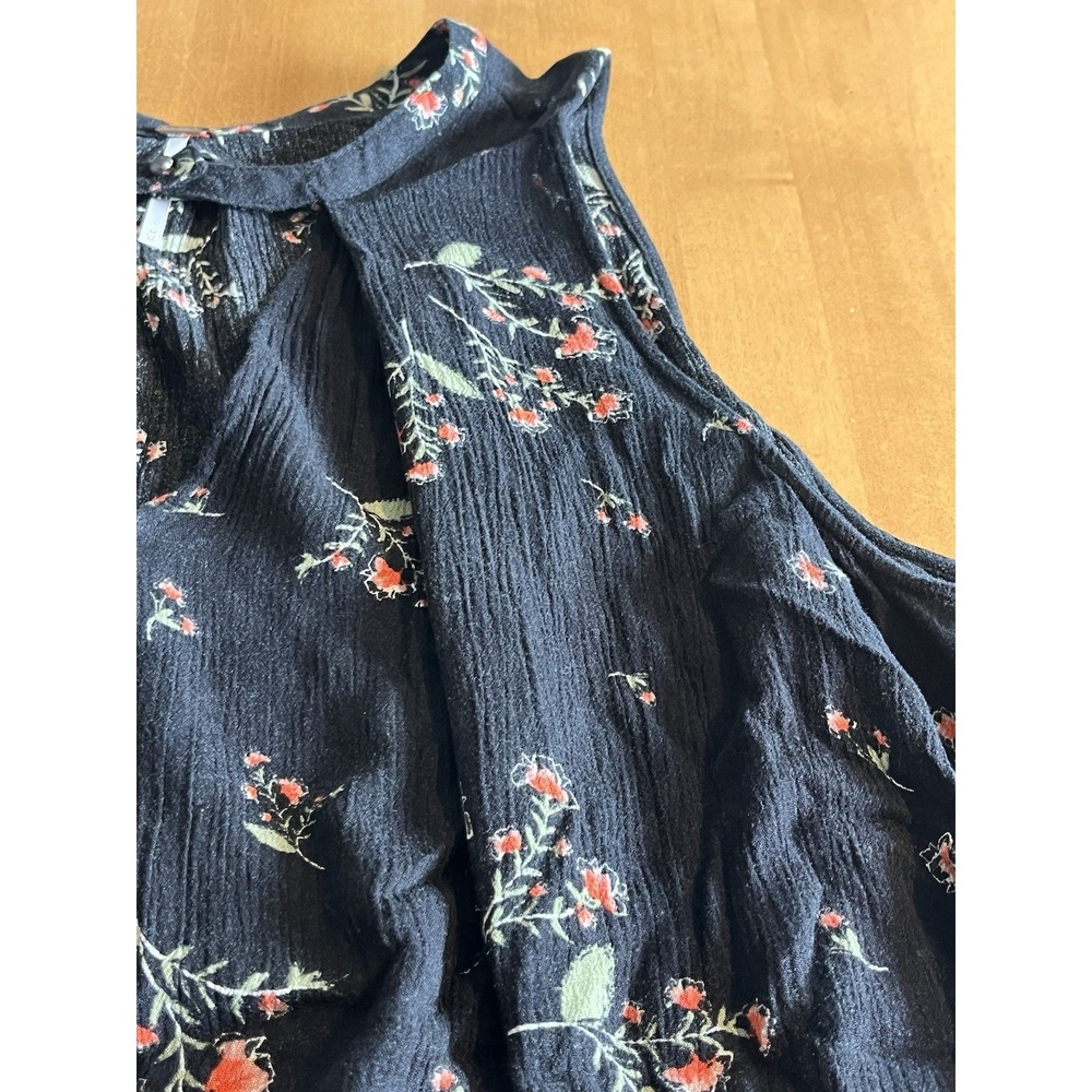 Free People Black Floral Sleeveless Snap Out Of It Swing Dress Tunic Sz M Medium - Picture 4 of 11